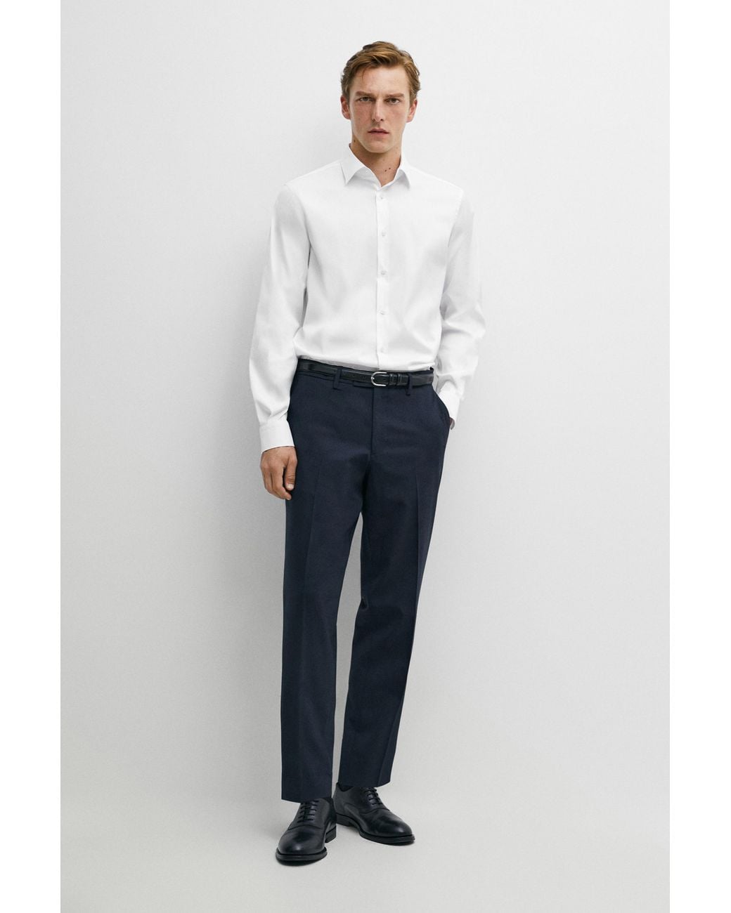 MASSIMO DUTTI White Slim Fit Stretch Shirt for men