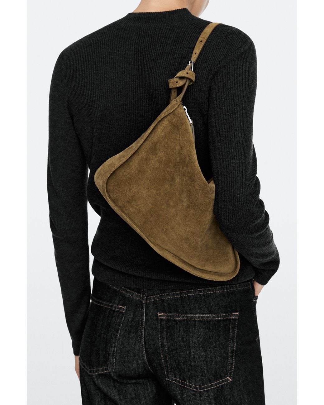 MASSIMO DUTTI Multicolor Split Suede Leather Crossbody Bag
