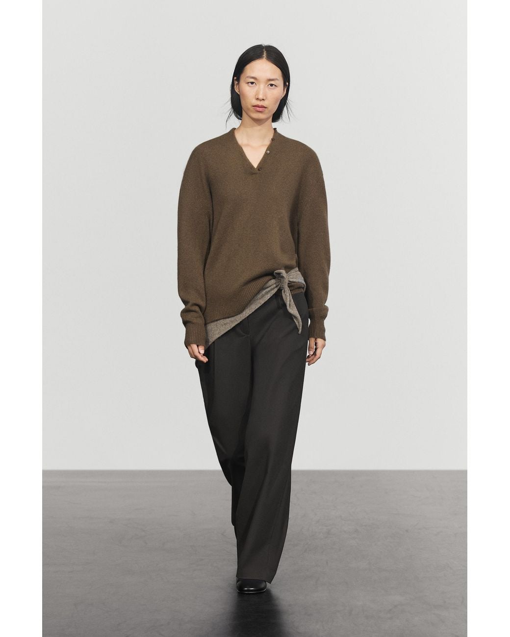 MASSIMO DUTTI Multicolor 100% Cashmere Knit Sweater With Button Detail