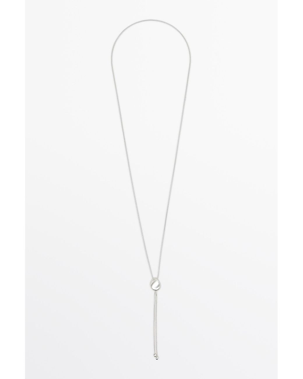 MASSIMO DUTTI White Lariat Metal Necklace