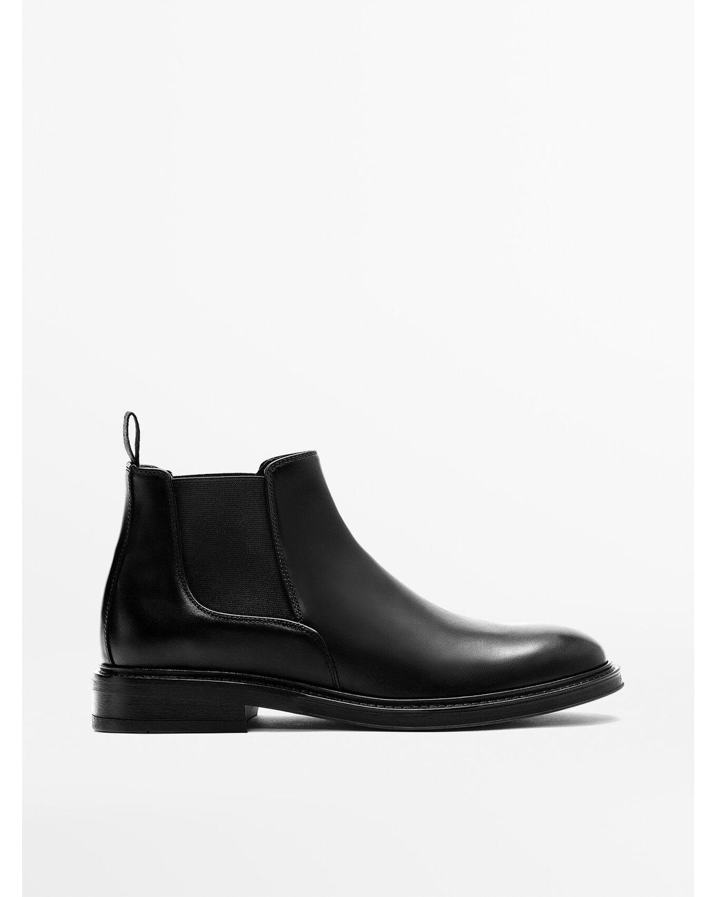 MASSIMO DUTTI Black Brushed Leather Chelsea Boots for Men | Lyst