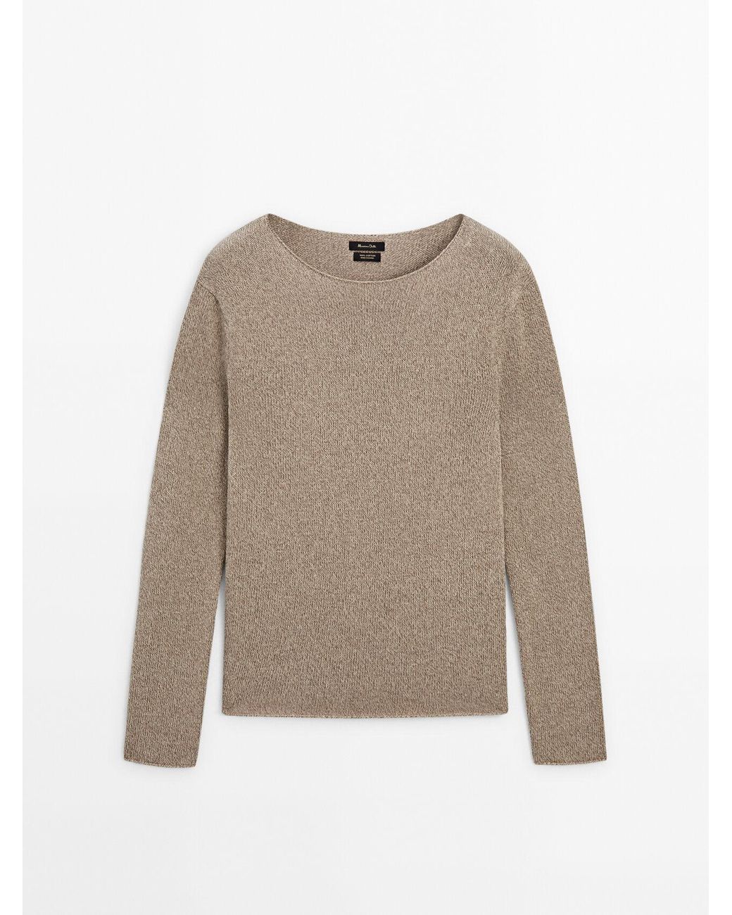 MASSIMO DUTTI Gestreepte Tricot Katoenen Trui Met Ronde Hals in het Naturel Lyst NL