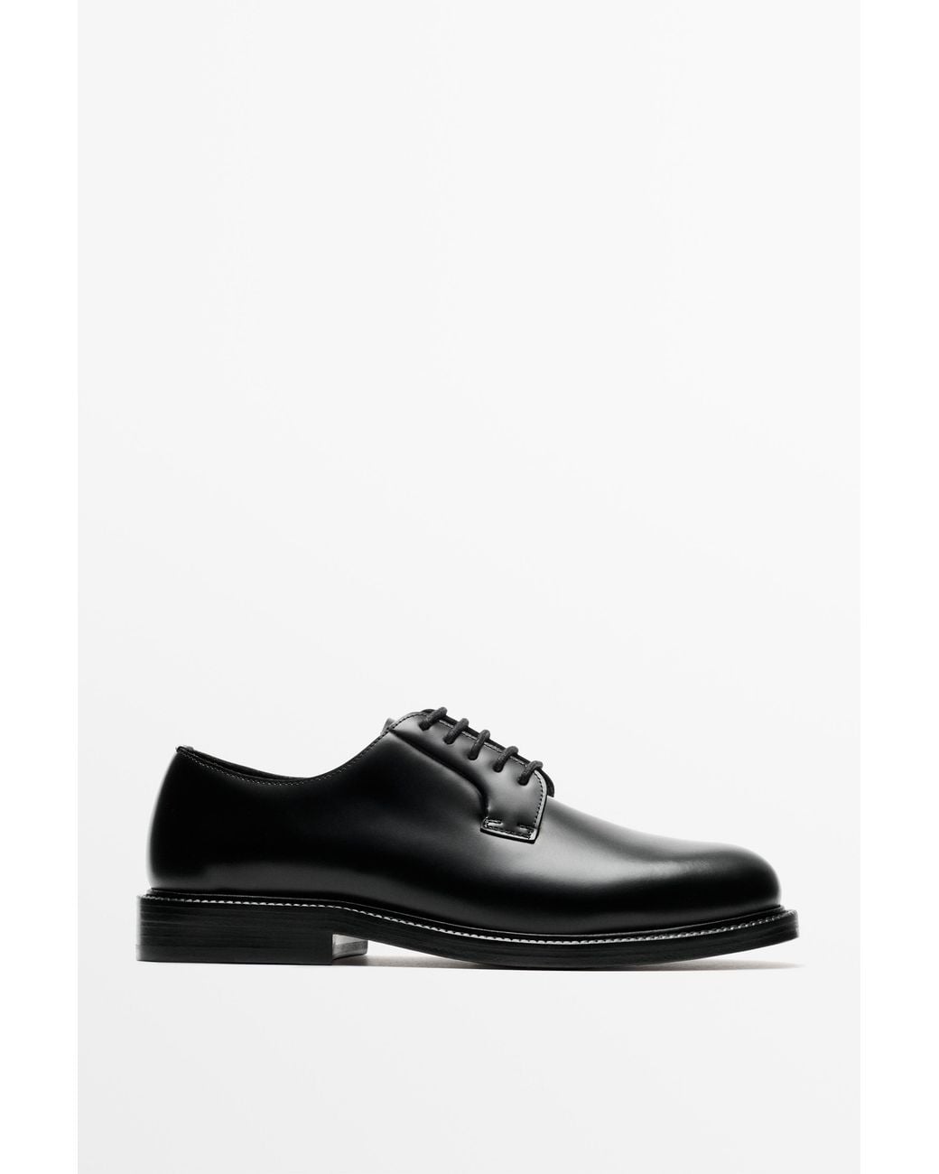 MASSIMO DUTTI Black Leather Dress Blucher Shoe for men