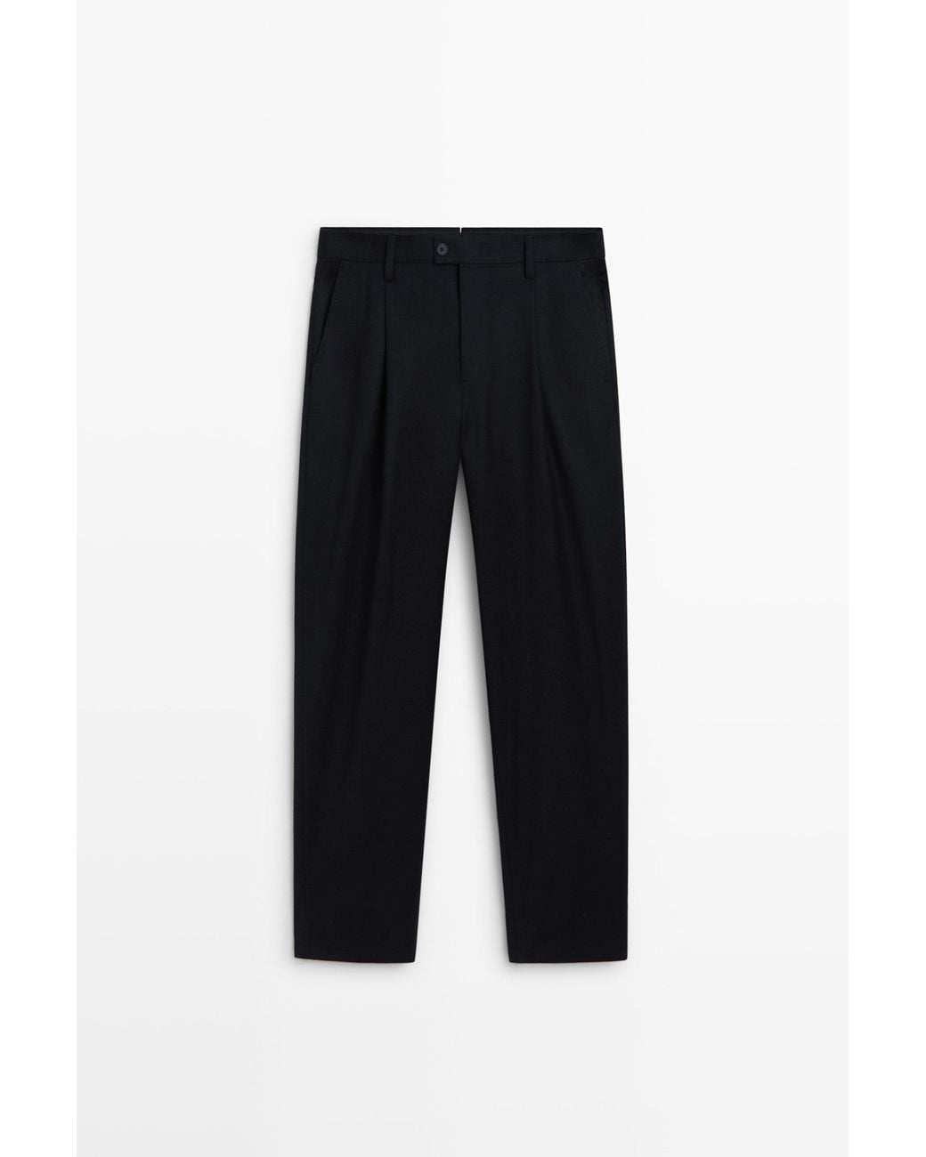 MASSIMO DUTTI Black Flannel Darted Suit Pants for men