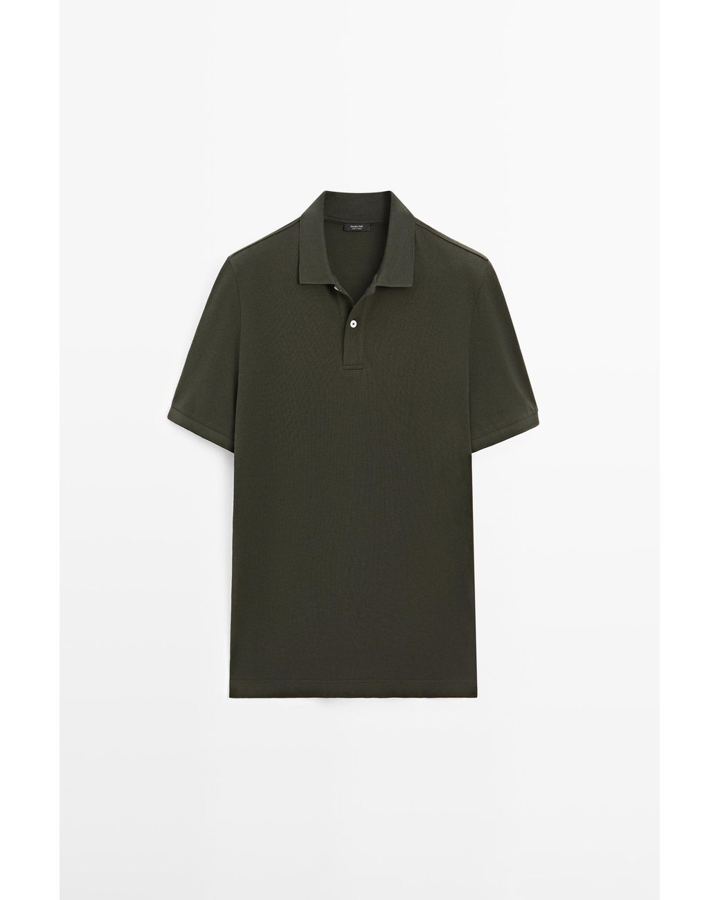 MASSIMO DUTTI Katoenen Piqué Polo Met Microstructuur in het Green voor heren