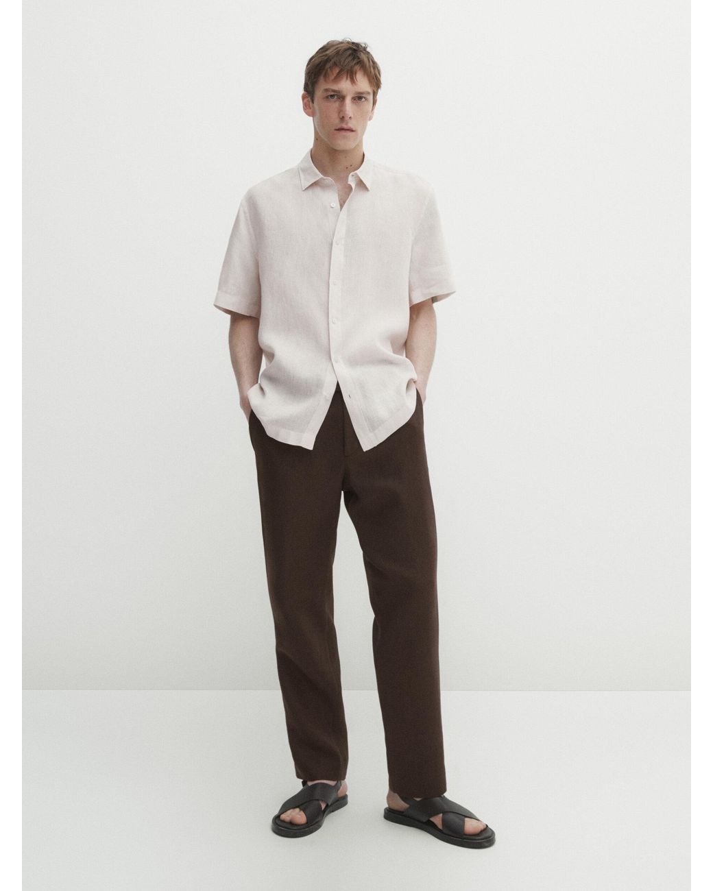 Camisa lino hombre massimo dutti hotsell