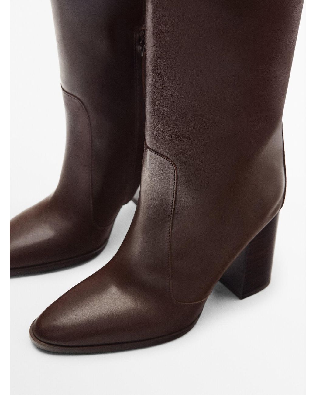 MASSIMO DUTTI Heeled Leather Boots in Brown