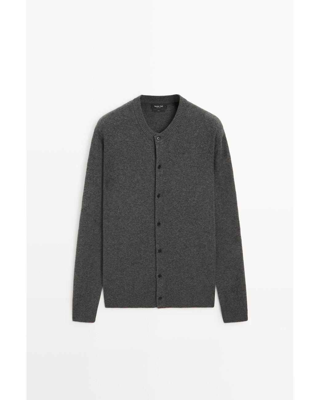 MASSIMO DUTTI Black 100% Wool Knit Cardigan With Buttons for men