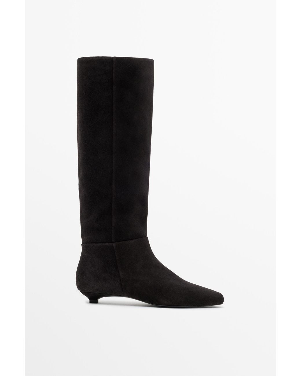 MASSIMO DUTTI Black Soft Leather Knee-High Boots