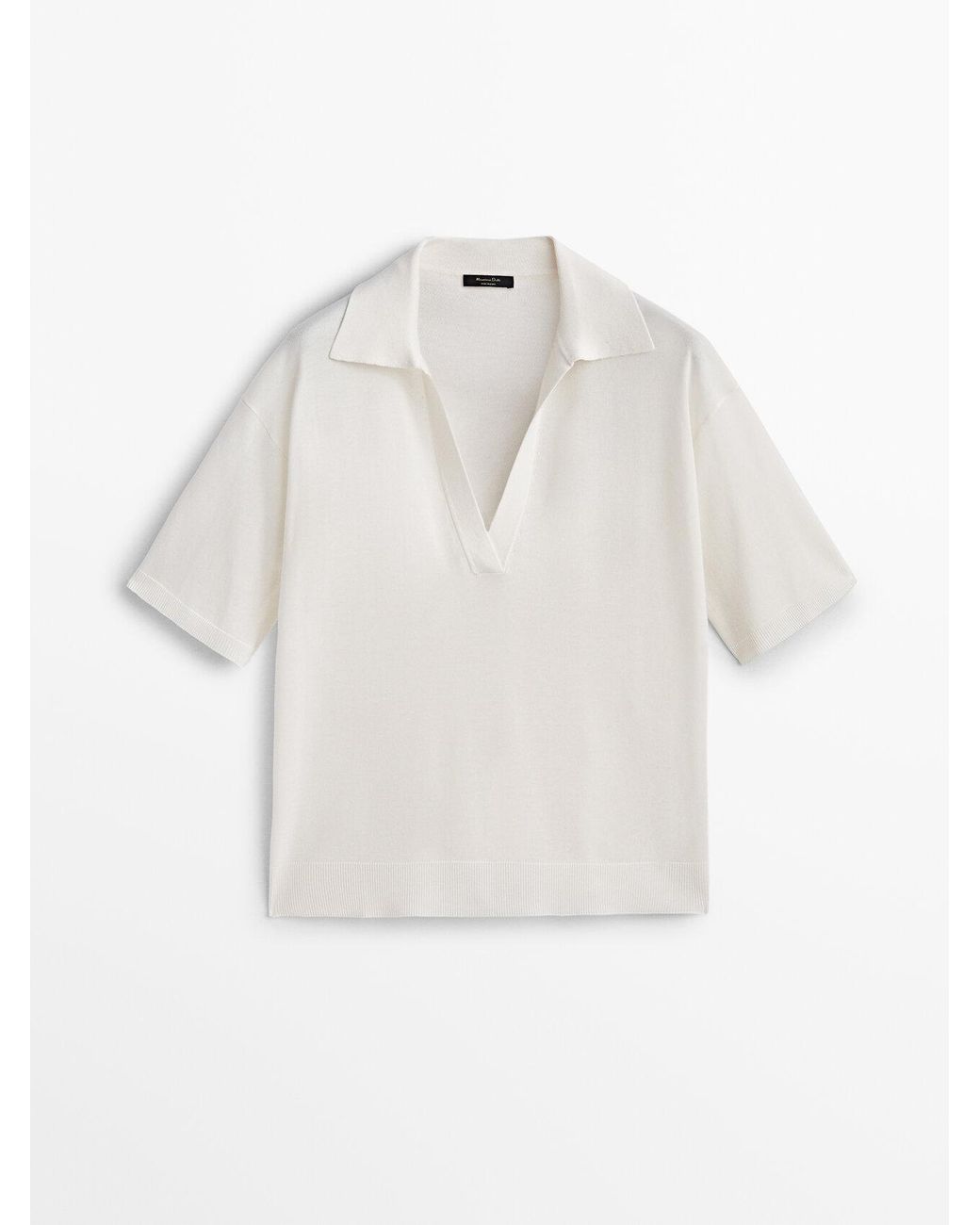 MASSIMO DUTTI Knit Sweater With A Polo Collar in White Lyst