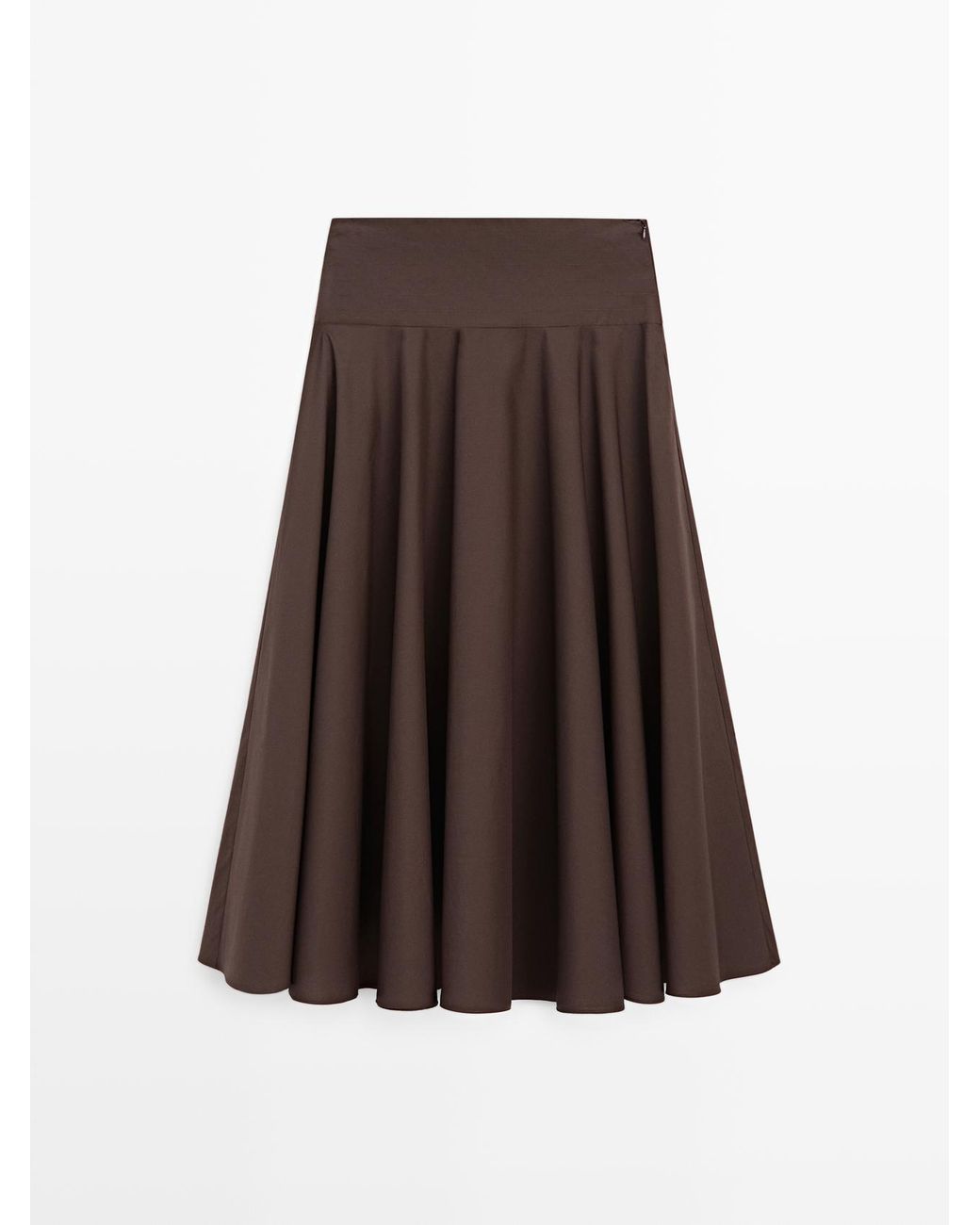 MASSIMO DUTTI Halflange Rok Met Ceintuur En Naaddetails in het Brown