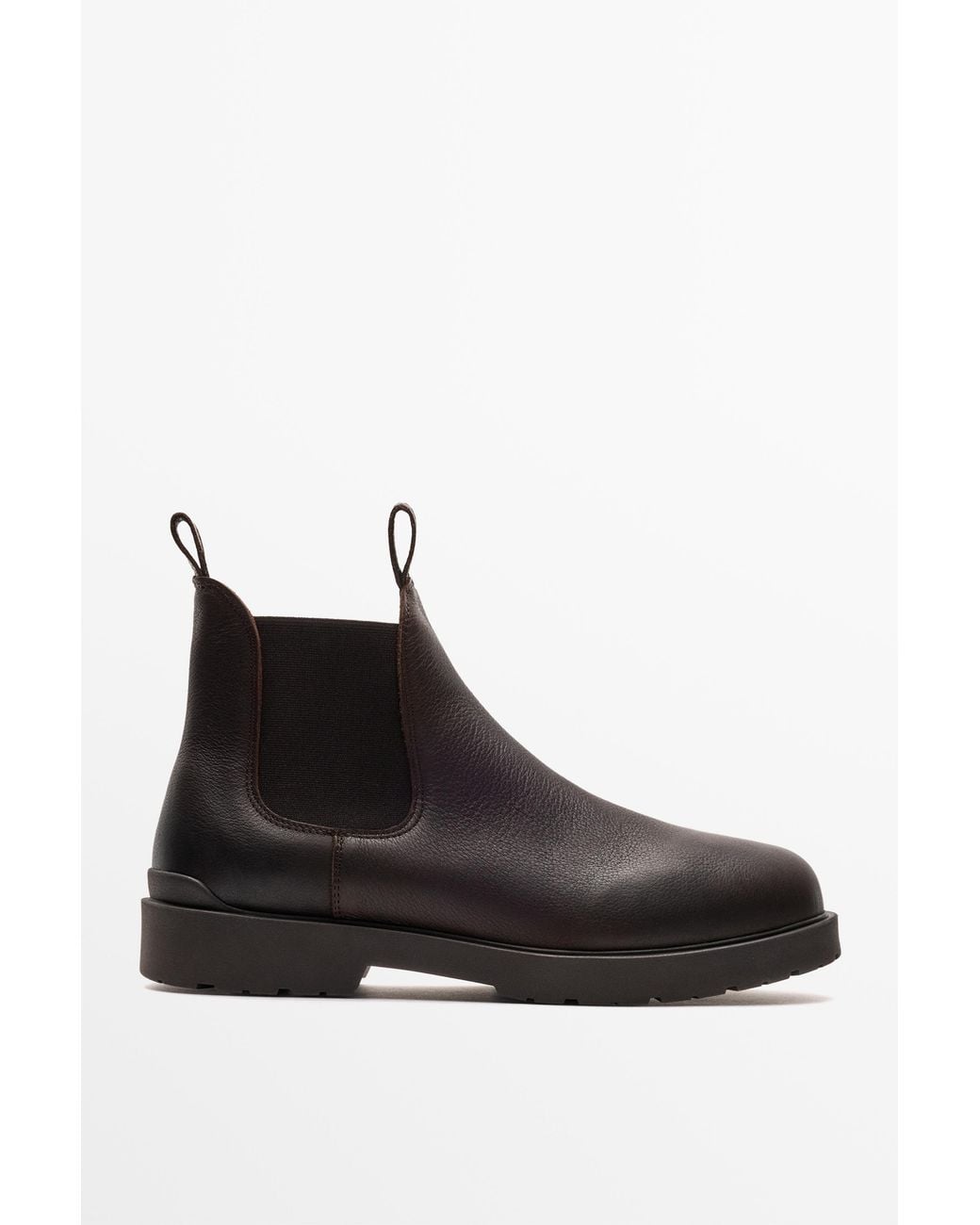 MASSIMO DUTTI Black Oiled Leather Chelsea Boots for men