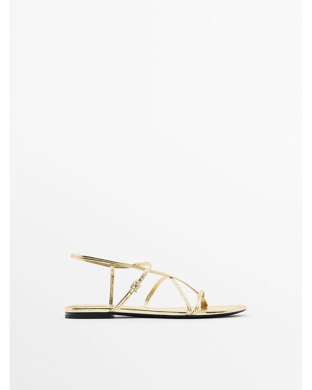 MASSIMO DUTTI Flat Slider Sandals With Thin Multiple Straps in White | Lyst