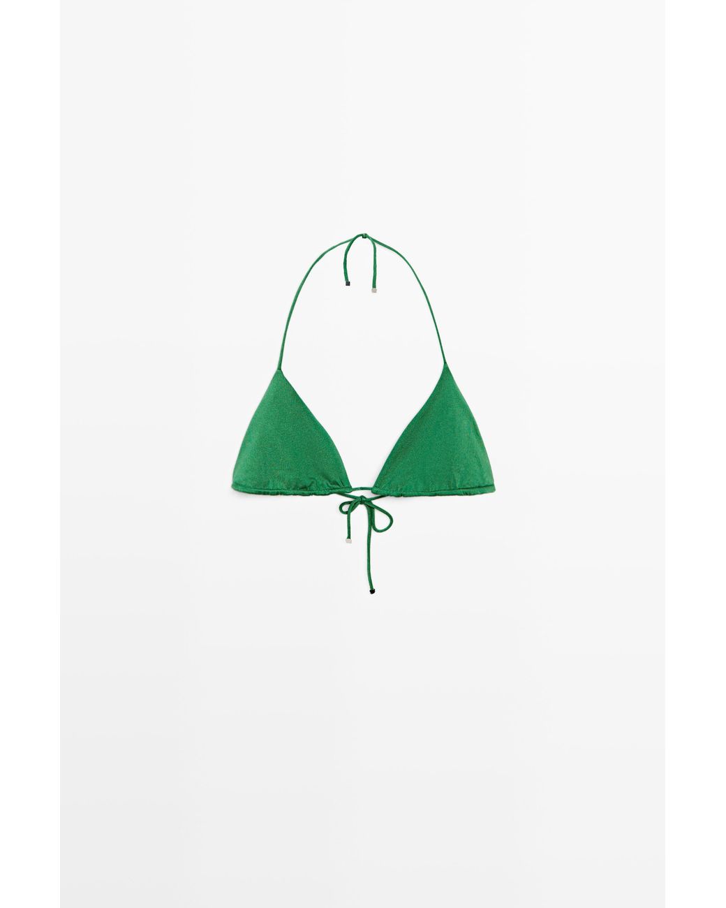 MASSIMO DUTTI Glanzende Triangel Bikinitop in het Green