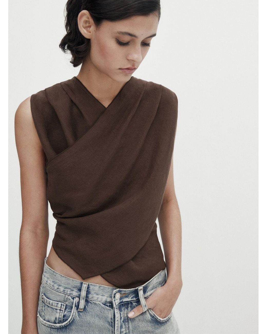 linen crossover top