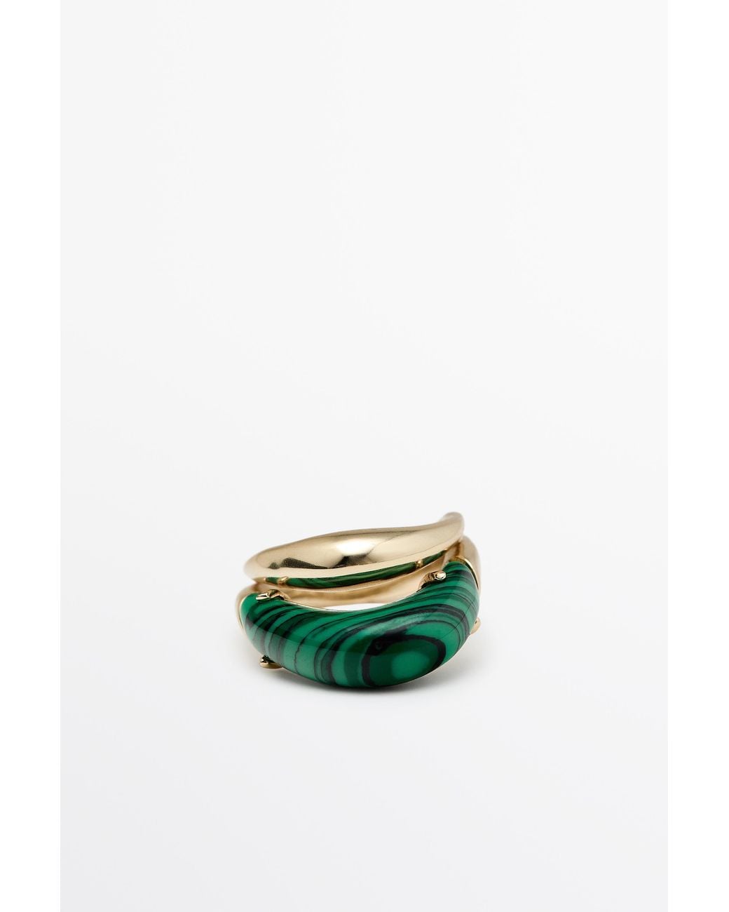 MASSIMO DUTTI Green Double Malachite Ring