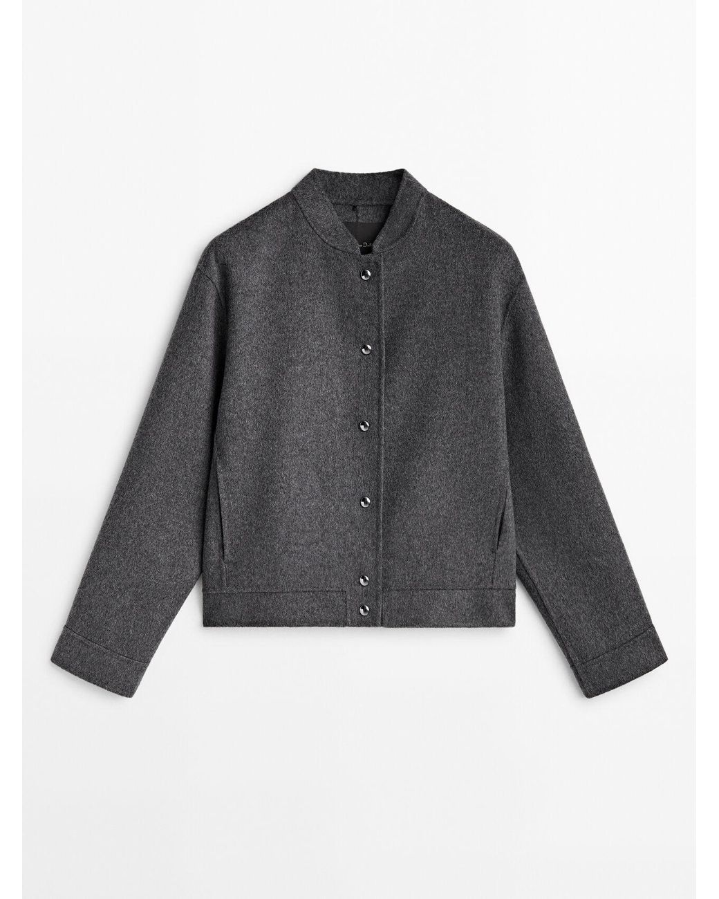 MASSIMO DUTTI Cropped Wool Blend Bomber Jacket in Gray | Lyst