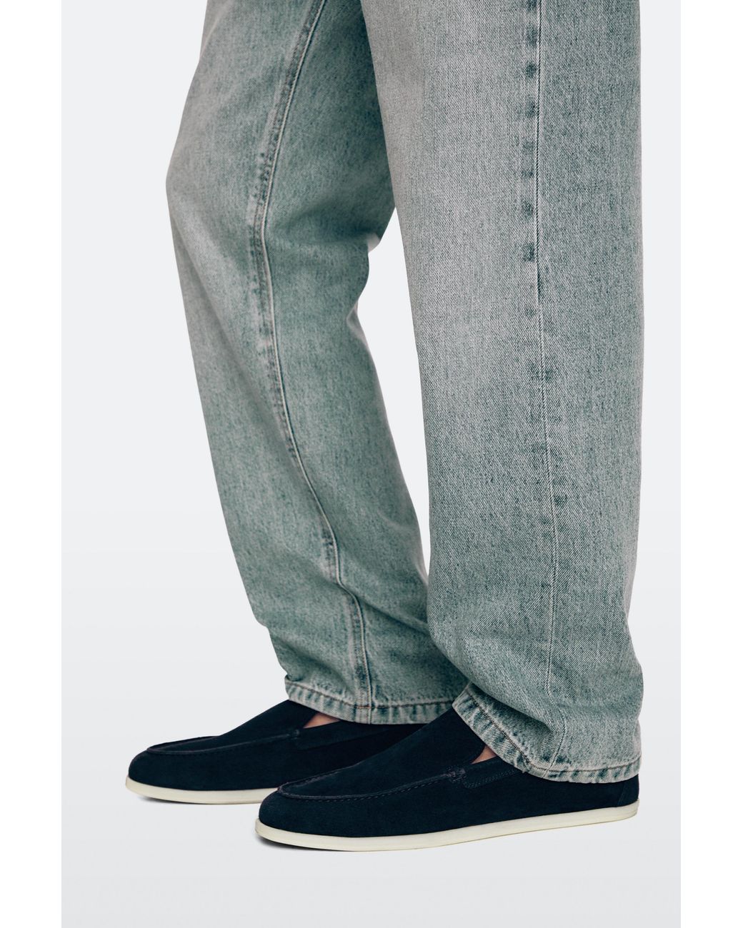 MASSIMO DUTTI Black Soft Split Leather Loafers for men