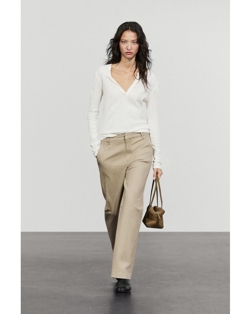 MASSIMO DUTTI Natural Stretch Cotton Blend Pants