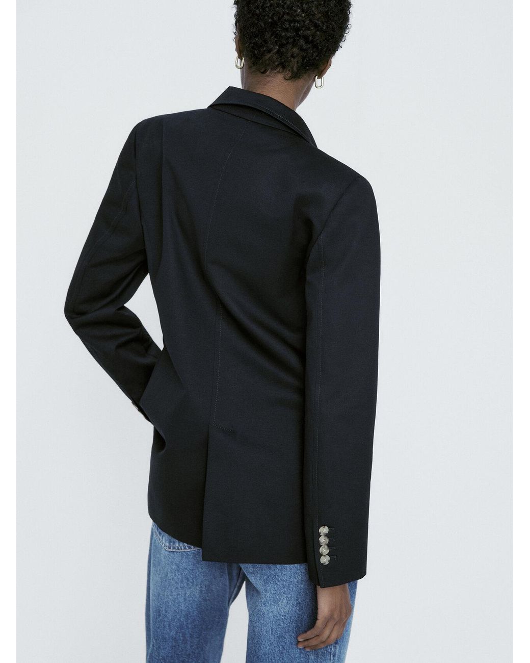 MASSIMO DUTTI Double-breasted Blazer In A Cotton And Linen Blend in Black |  Lyst