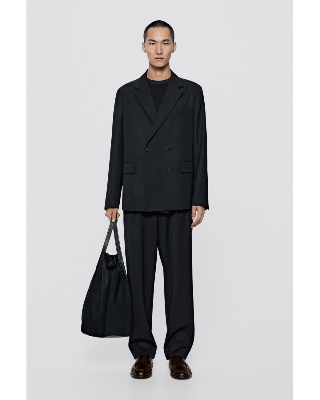 MASSIMO DUTTI Blue 100% Wool Tote Bag for men
