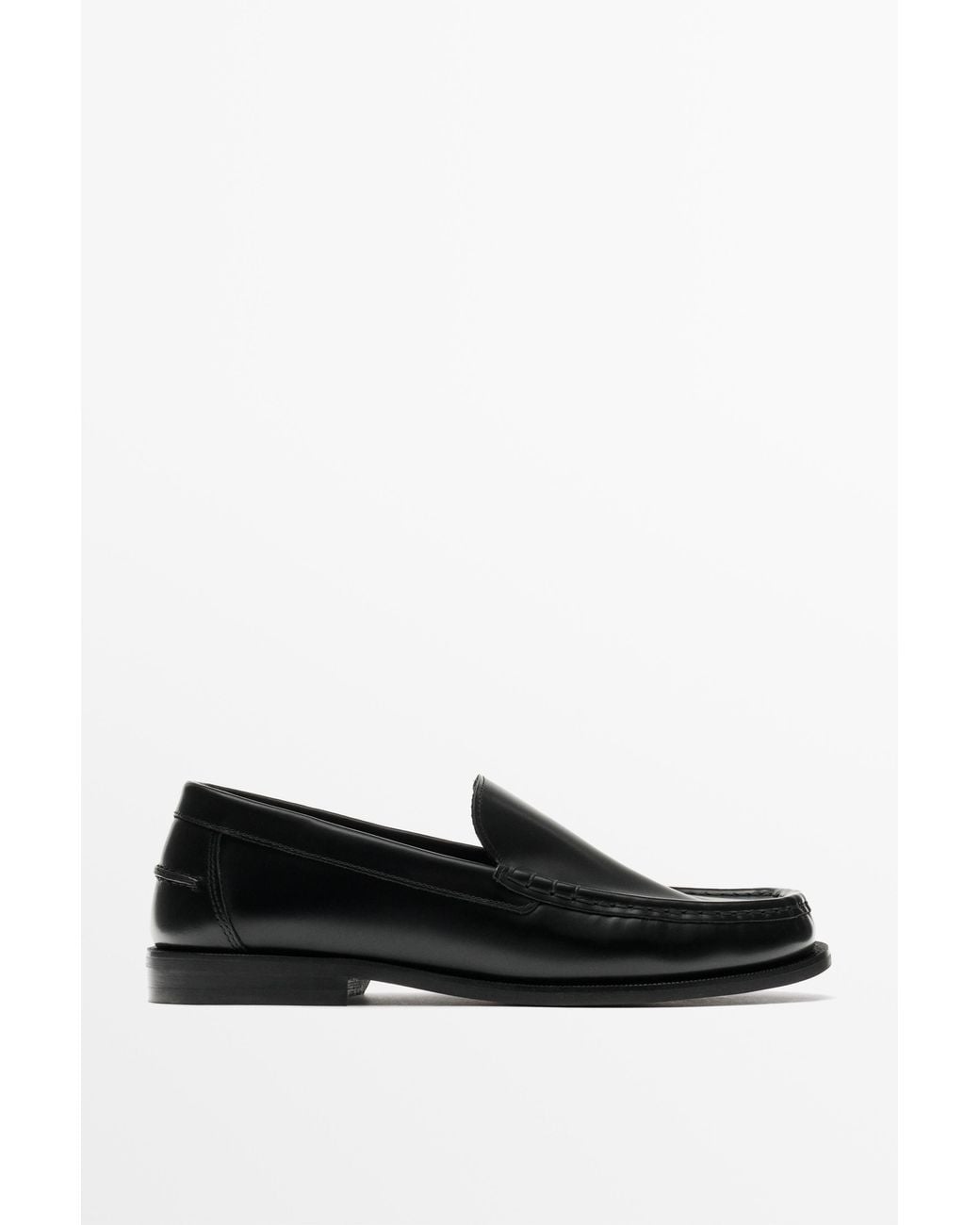 MASSIMO DUTTI Black Smooth Leather Loafer for men
