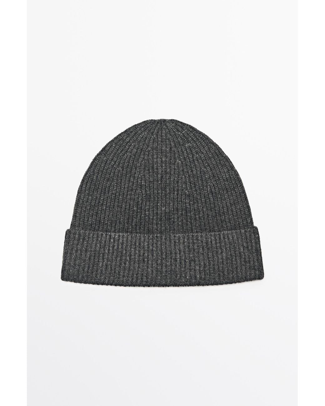 MASSIMO DUTTI Black 100% Cashmere Knit Beanie for men