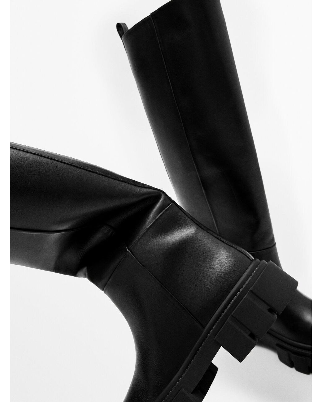 Massimo dutti top black leather boots