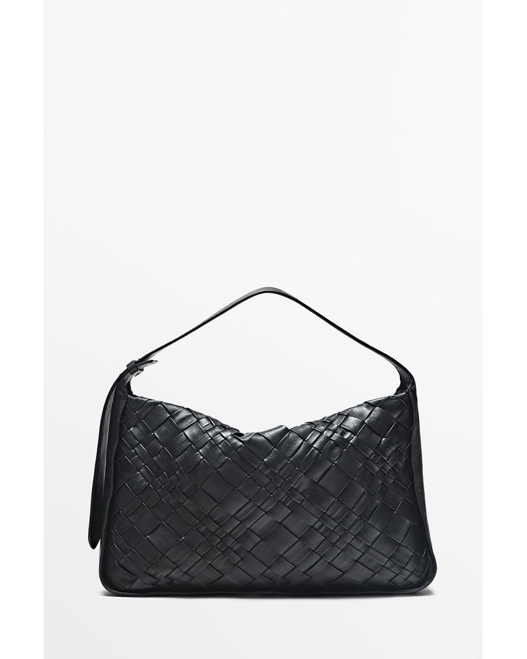 MASSIMO DUTTI Black Medium Braided Nappa Leather Bag