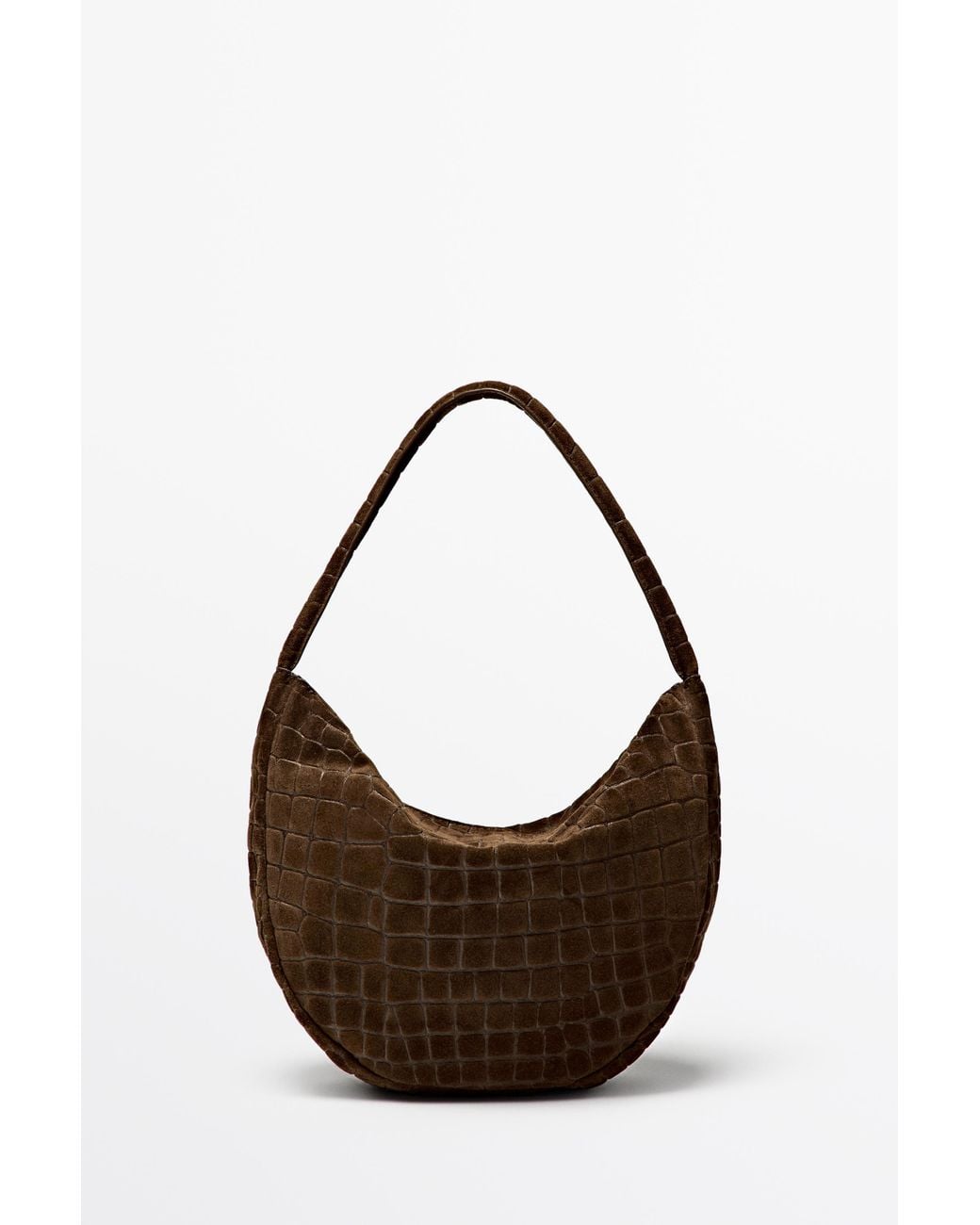 MASSIMO DUTTI Metallic Split Suede Slouch Mini Bag