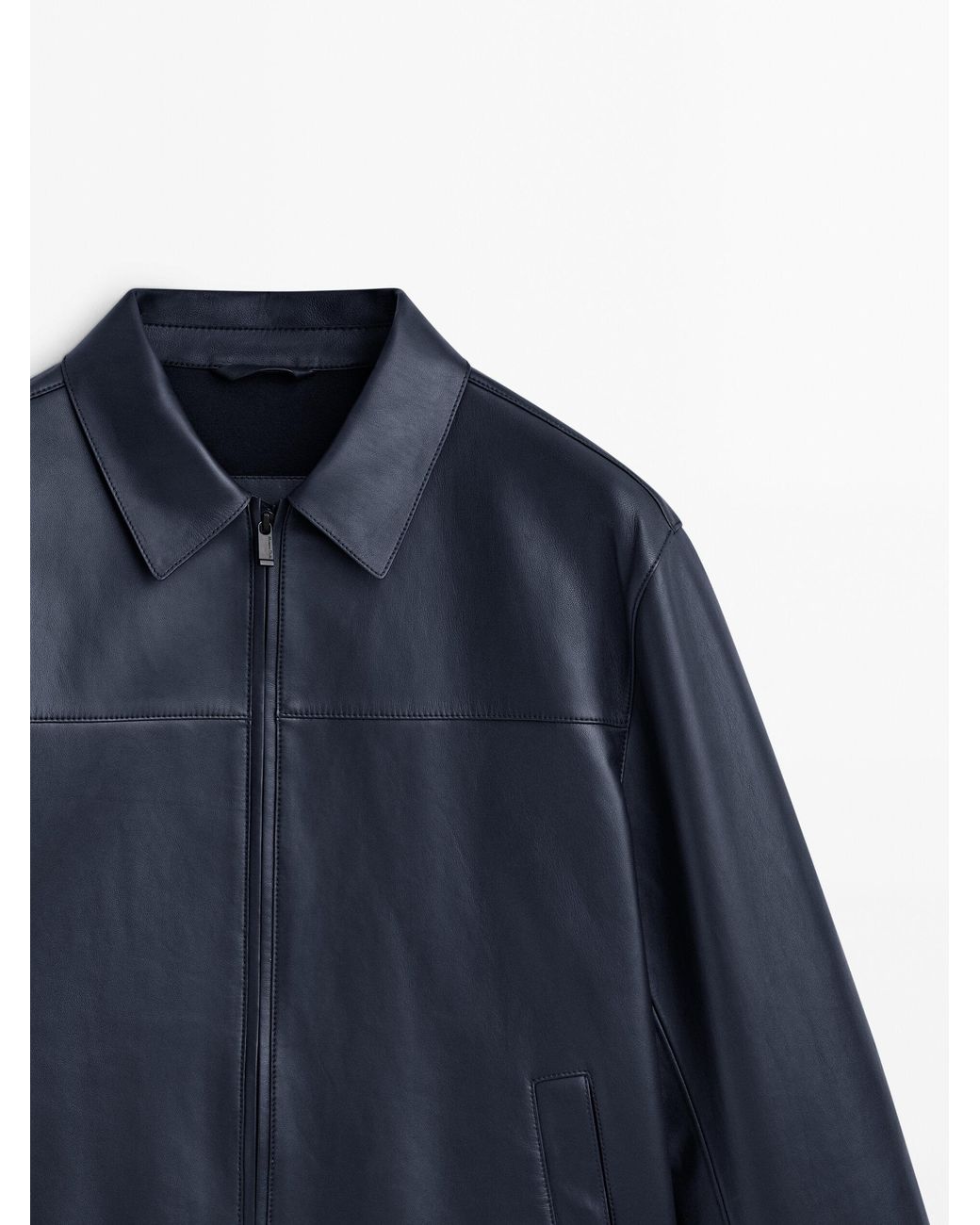 Massimo dutti shop blue leather jacket