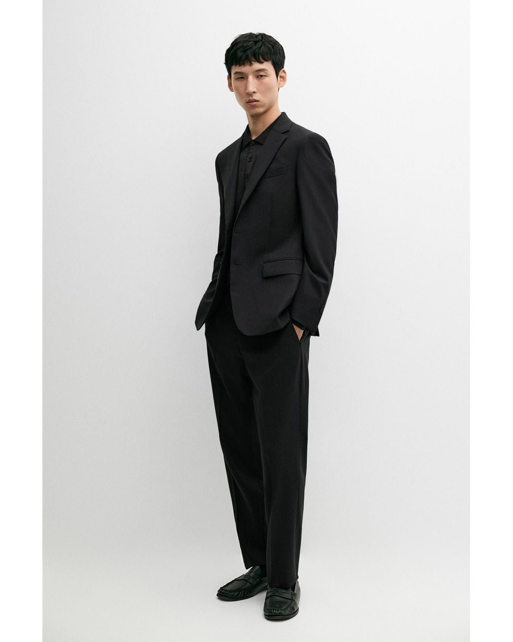 MASSIMO DUTTI Black 100% Cool Wool Suit Blazer for men