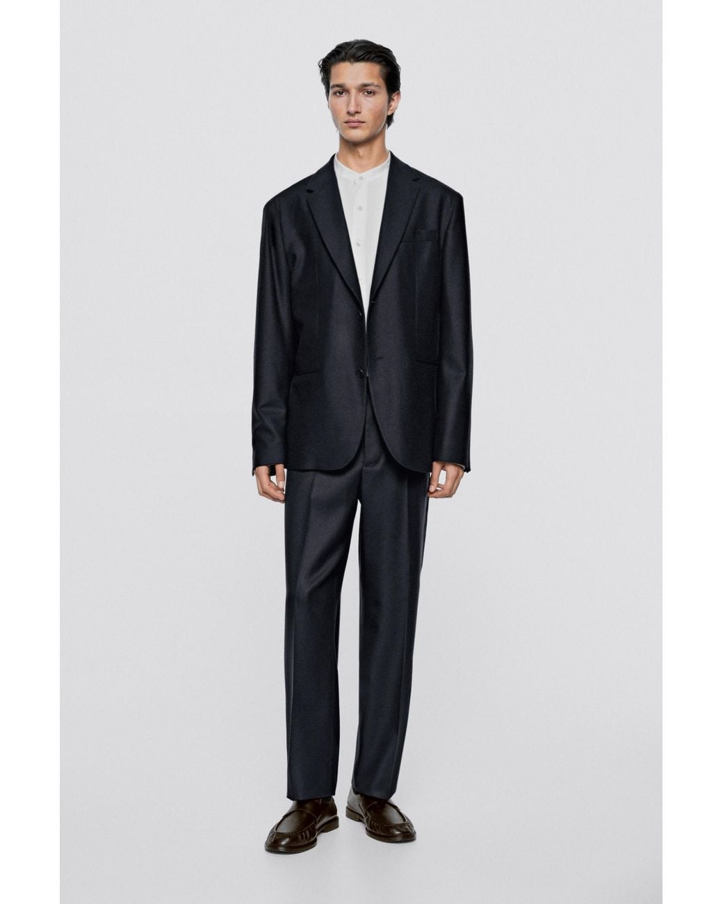 MASSIMO DUTTI Blue Wool Blend Pants for men