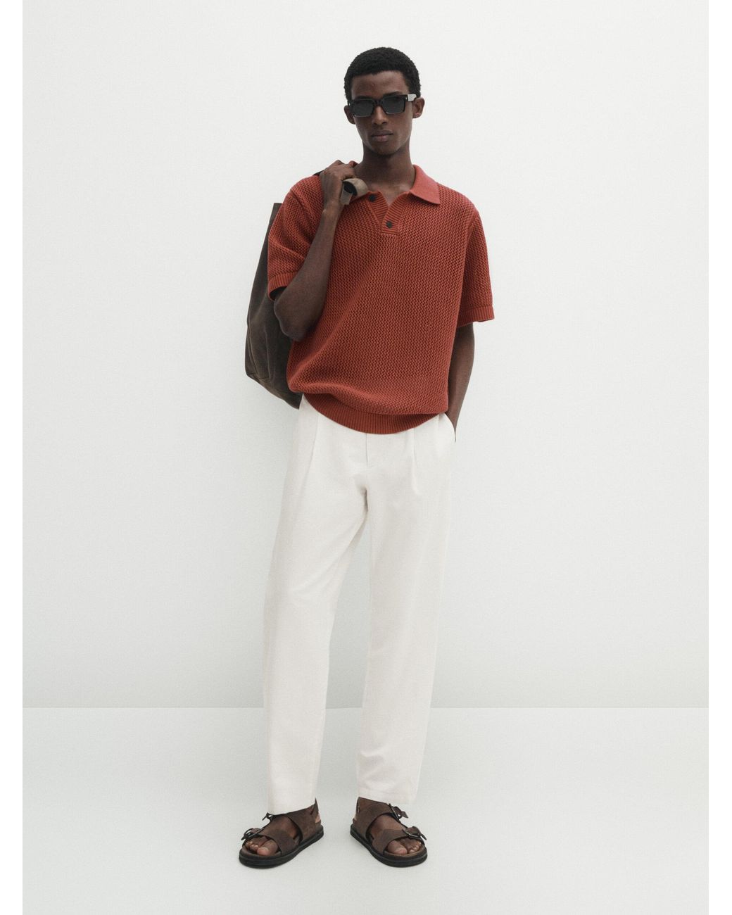 Jersey Polo Crochet Manga Corta MASSIMO DUTTI de hombre Lyst