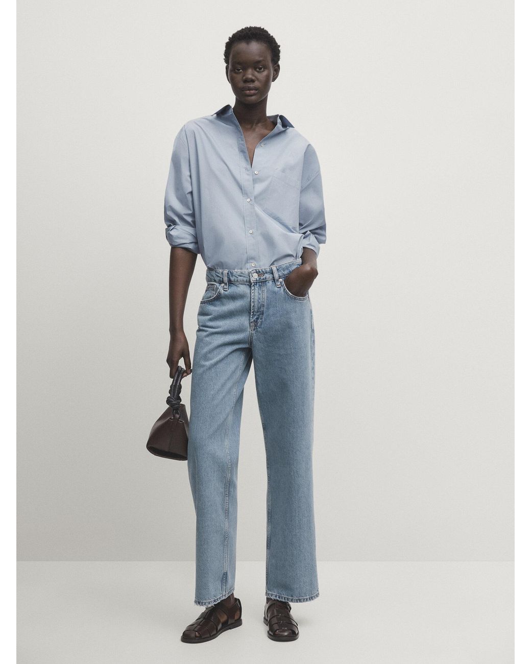 【Massimo Dutti】Striped low-rise straight-leg jeans Striped low-rise straight-leg jeans · Ink Blue · Dressy