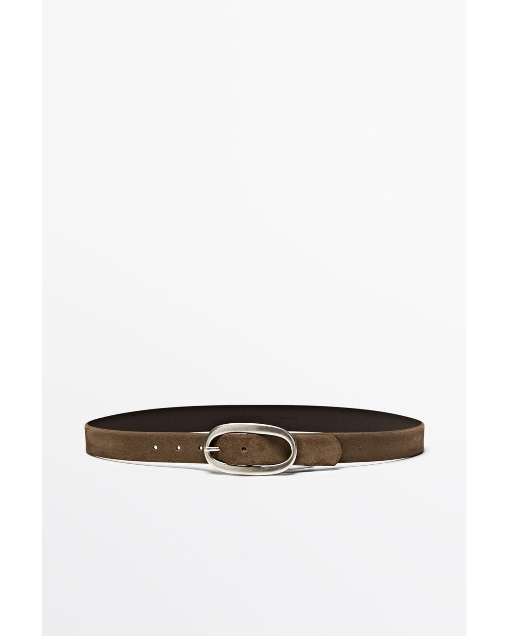 MASSIMO DUTTI White Split Suede Leather Belt