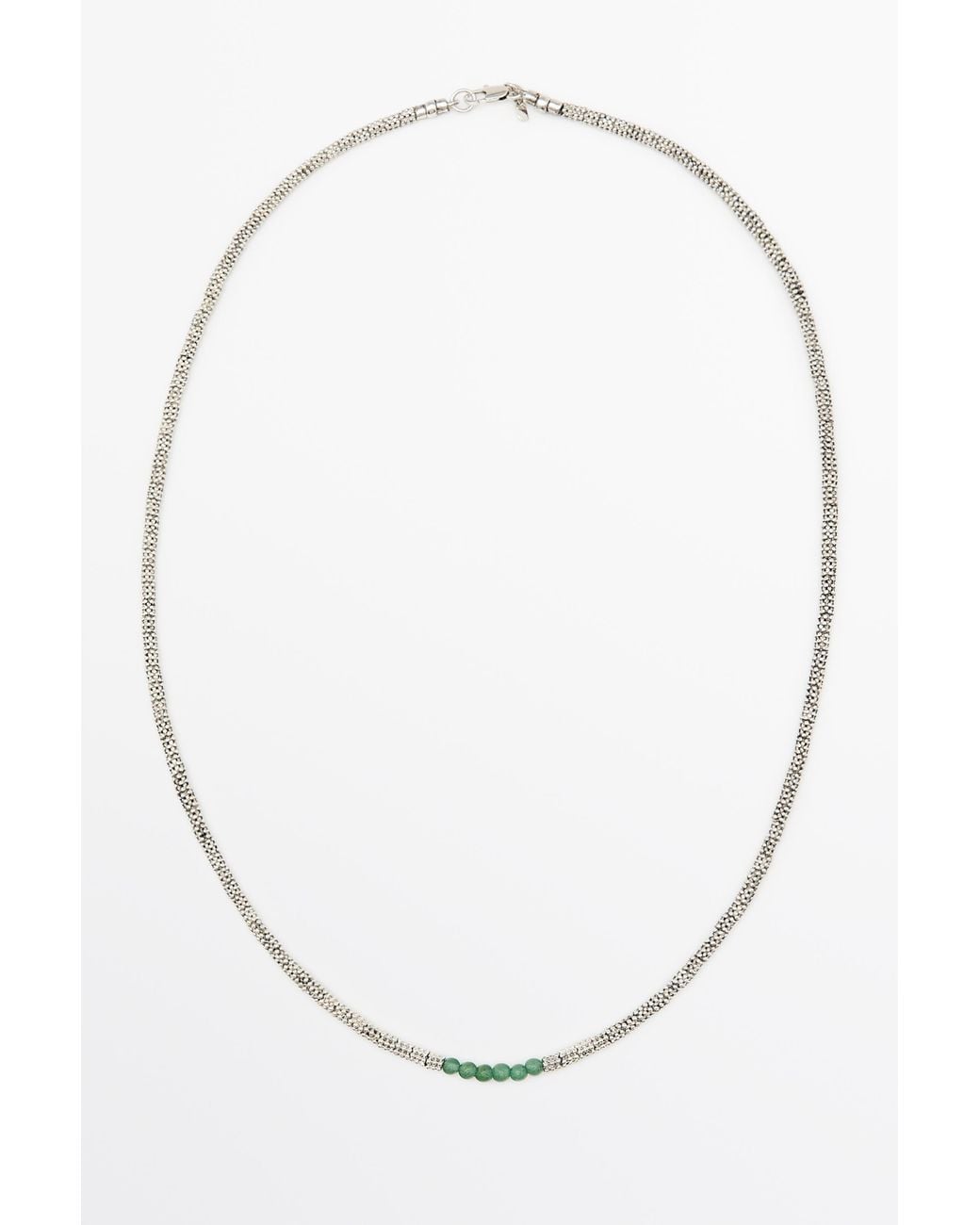 MASSIMO DUTTI White Mixed Bead Detail Necklace