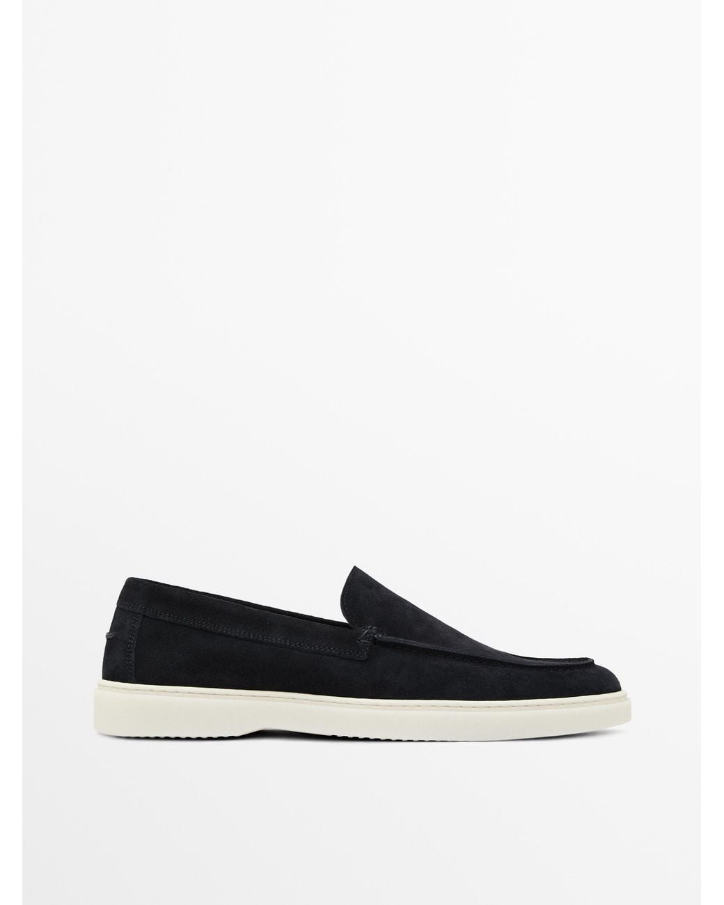 MASSIMO DUTTI White Split Suede Loafer for men