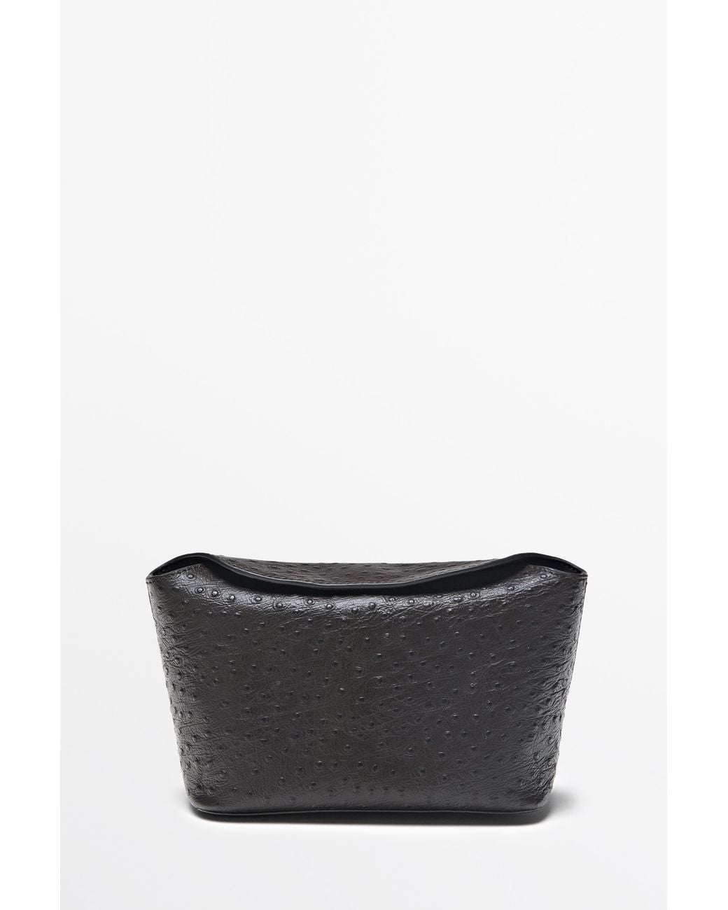 MASSIMO DUTTI Gray Textured Nappa Leather Medium Handbag