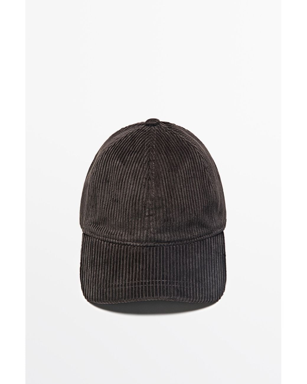 MASSIMO DUTTI Black Corduroy Cap for men