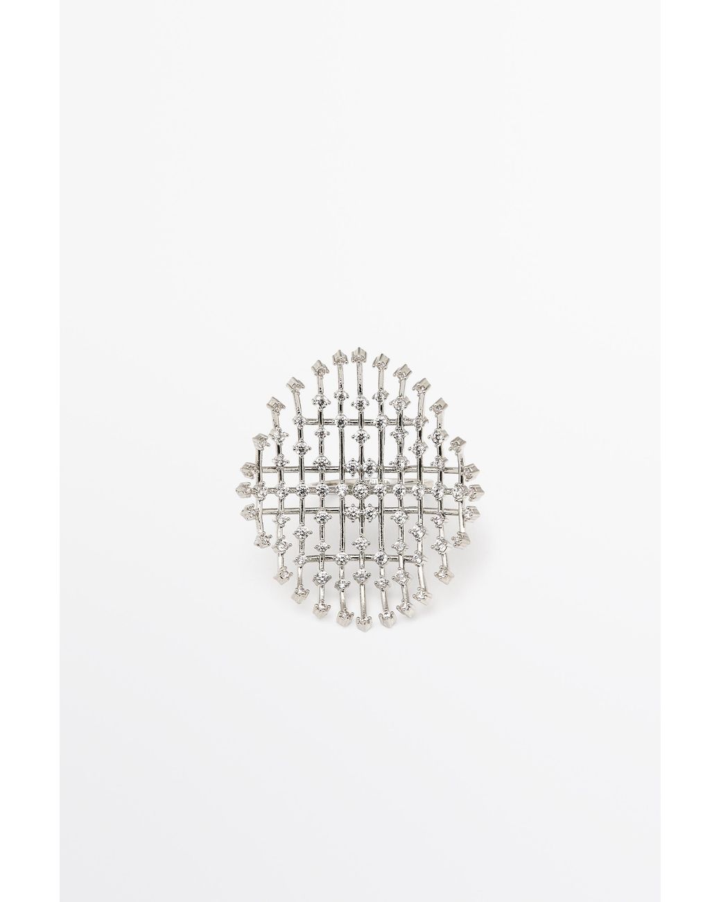 MASSIMO DUTTI White Panorama Rhinestone Ring