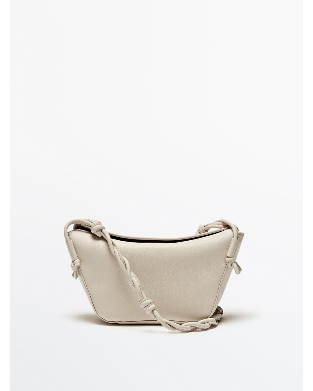 MASSIMO DUTTI Leather Crossbody Bag With Woven Strap in White Lyst