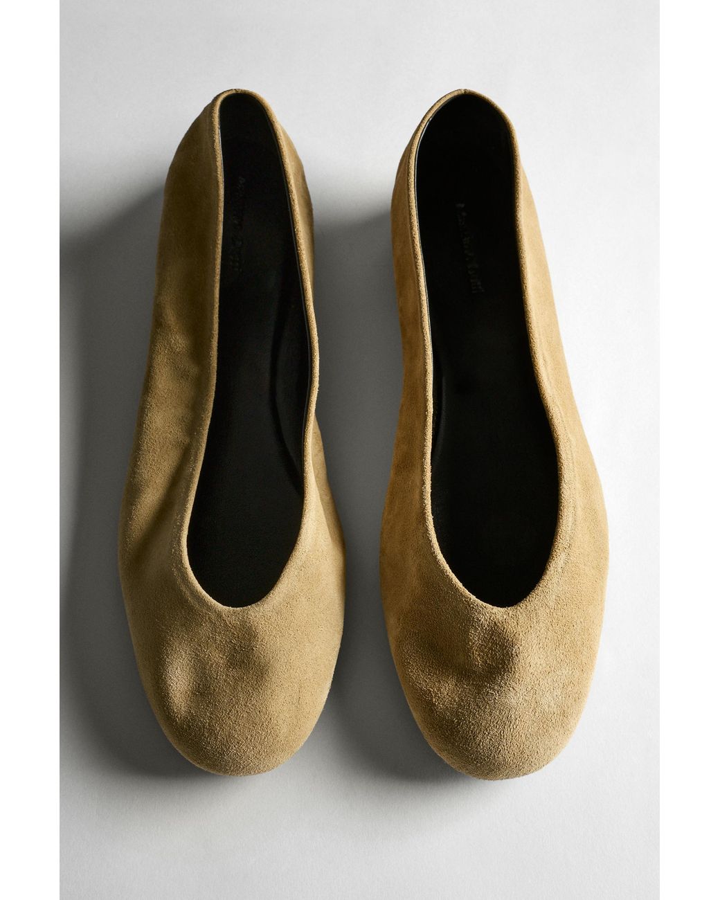 MASSIMO DUTTI Black Split Leather Ballet Flats