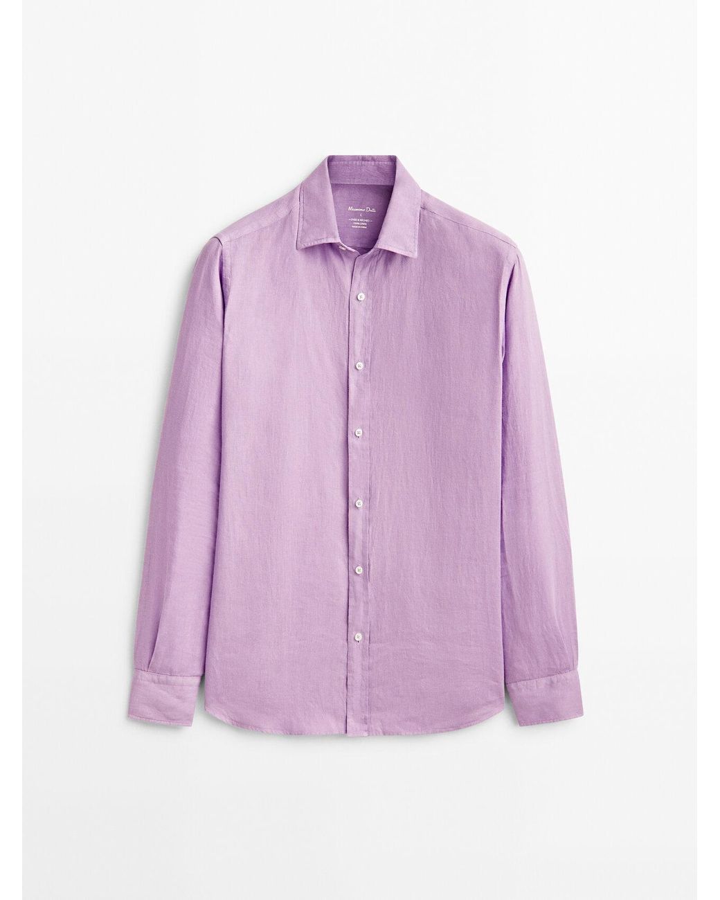 MASSIMO DUTTI 100% Linen Slim-fit Shirt in Purple for Men | Lyst