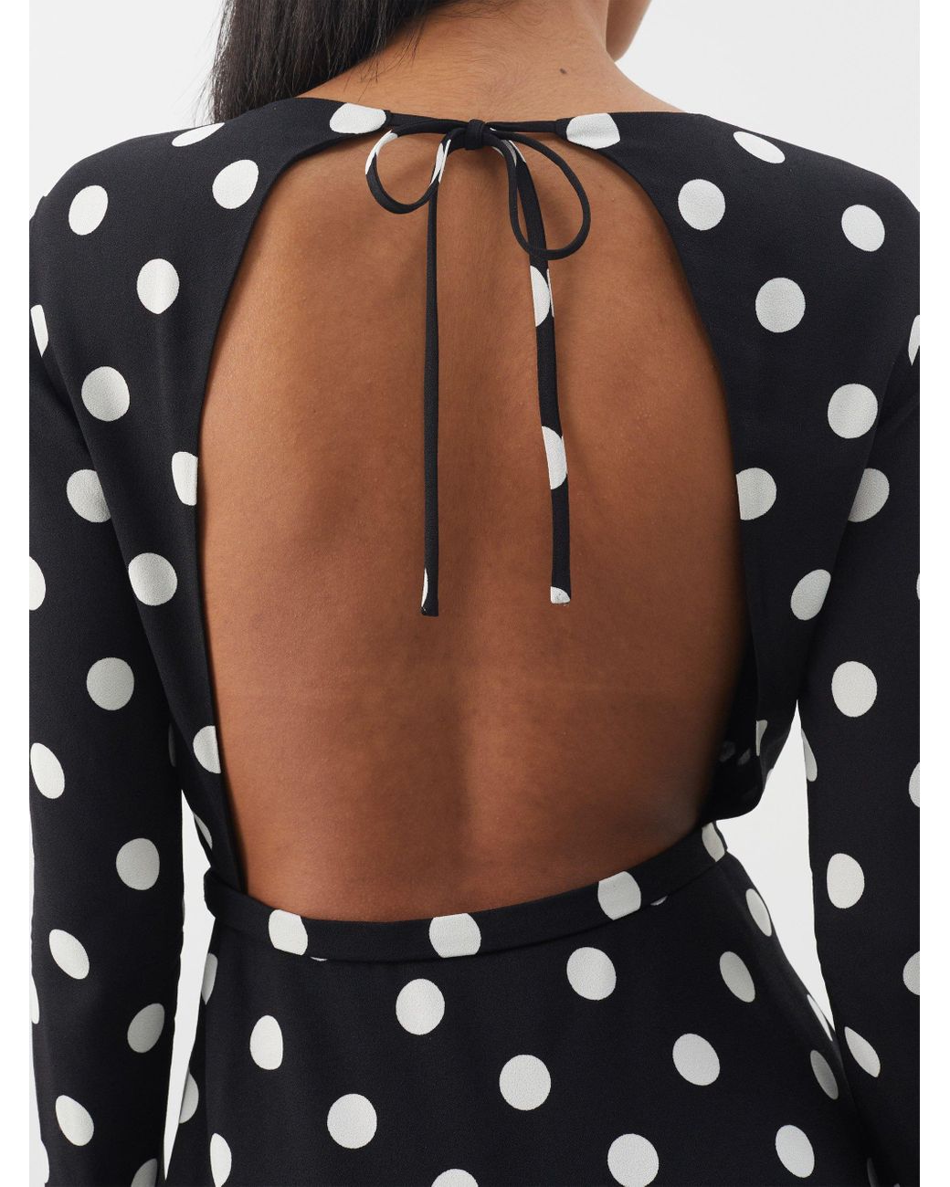 Saint Laurent Backless Polka-dot Crepe Mini Dress in Black | Lyst