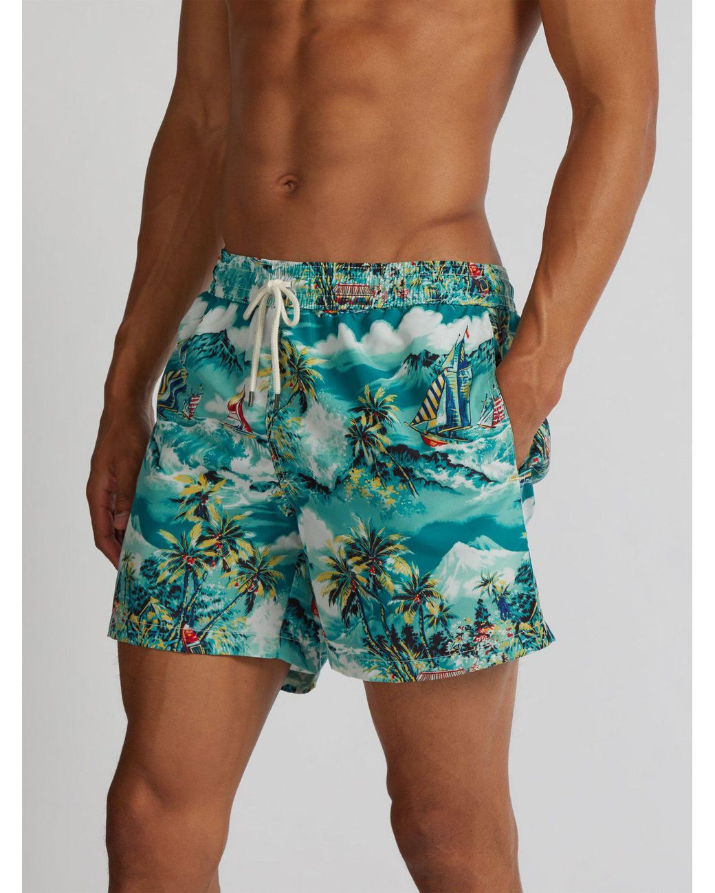 Polo Ralph Lauren Hawaii Print Swim Shorts in Green for Men Lyst