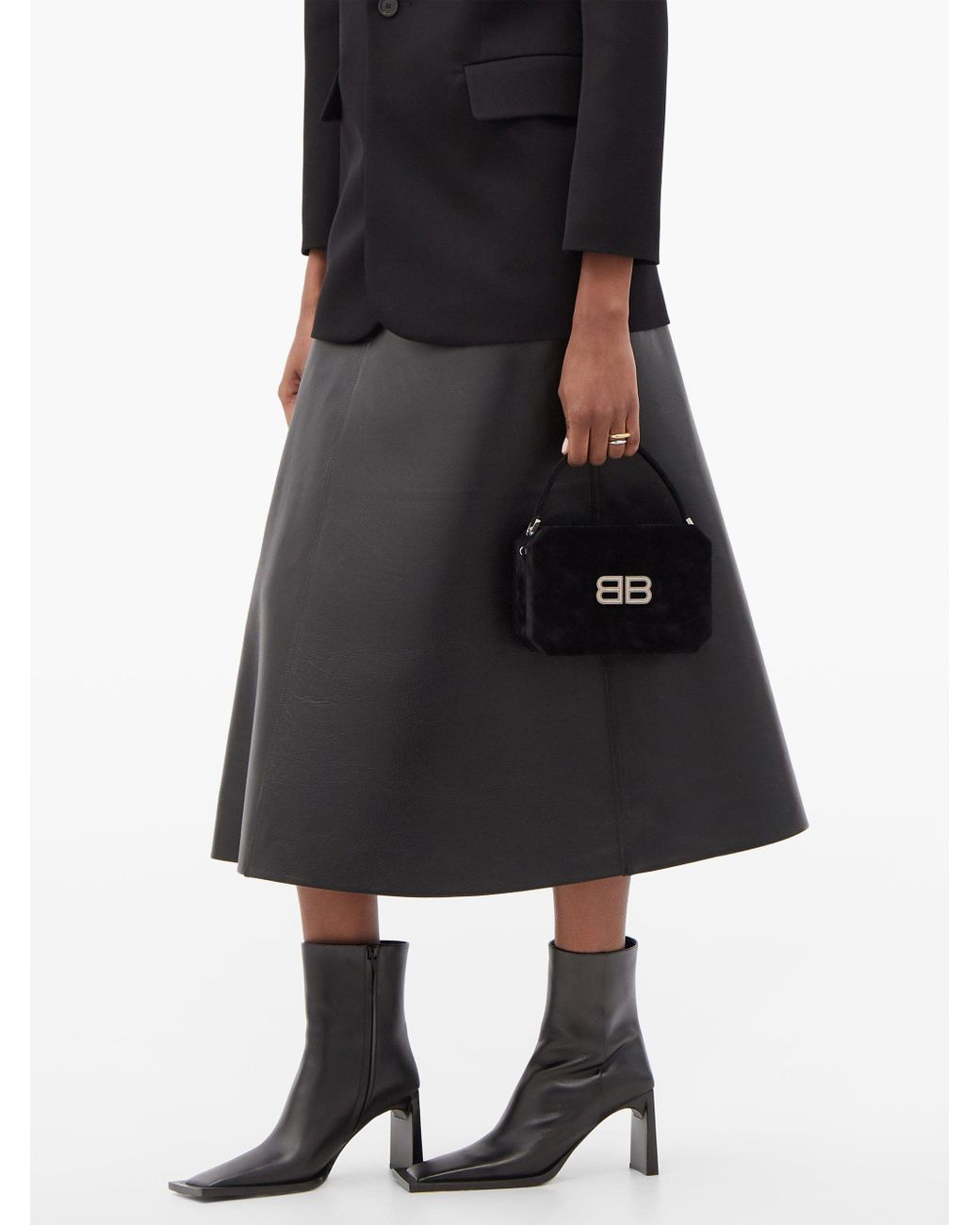 Balenciaga Moon Square toe Leather Ankle Boots in Black Lyst