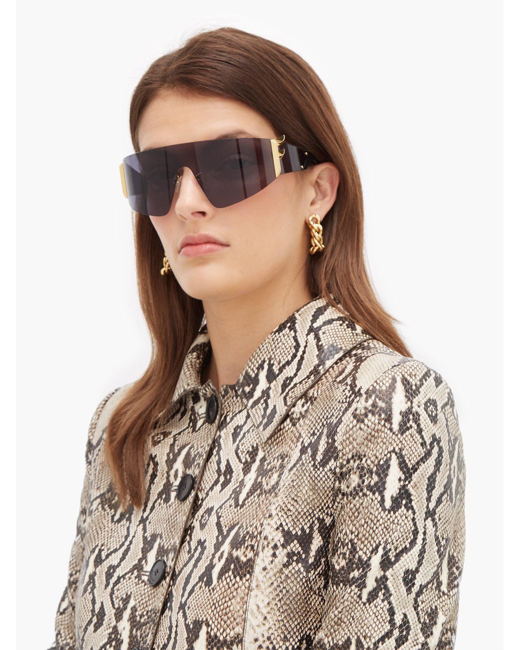 Fendi Ffreedom Oversized Acetate Wraparound Sunglasses in Black | Lyst