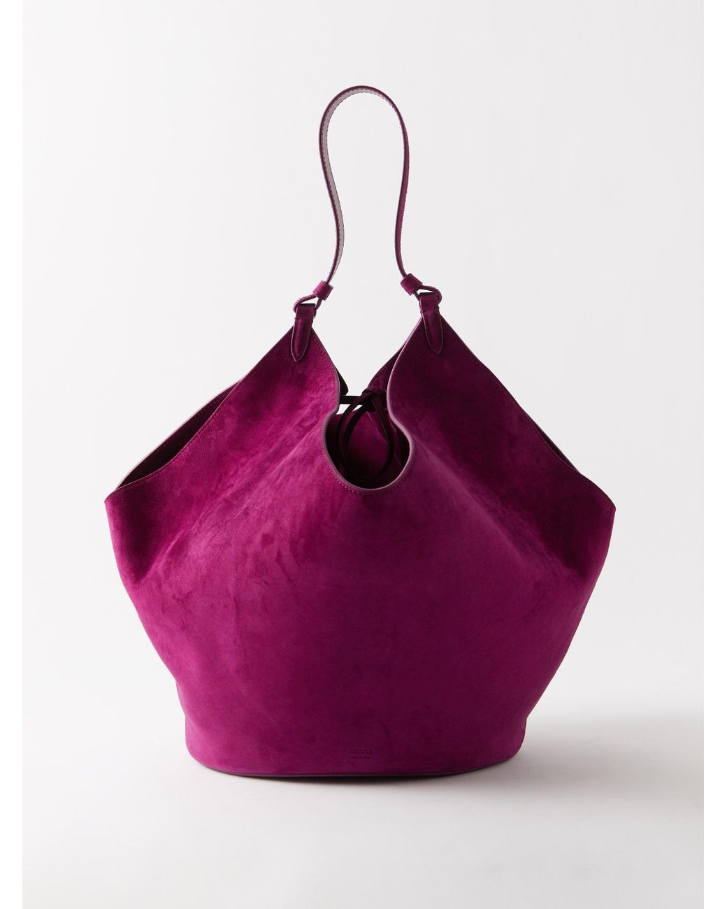 Khaite Lotus Medium Suede Tote Bag in Purple