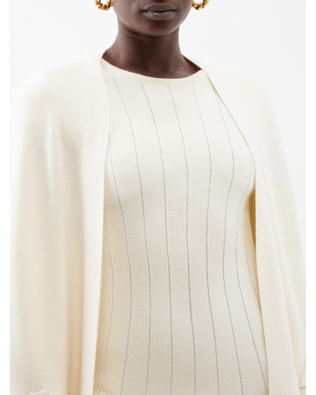 Gabriela Hearst Finola Knitted Wool Cape in Natural Lyst